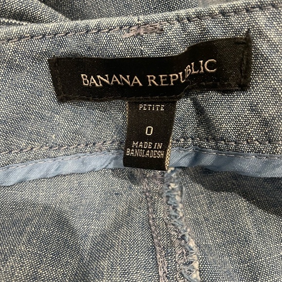 Banana Republic Chambray Cotton Blue Wide-Leg Pants with Tie, Size 0 - Picture 3 of 7